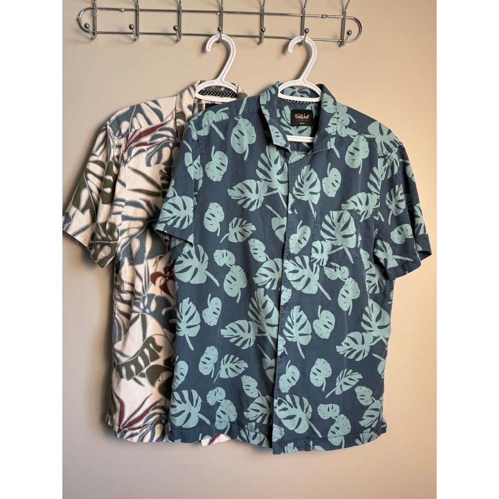 FarWest (LOT OF 2) Short Sleeve Tropical Monstera Shirt Tropical Beachy Dad